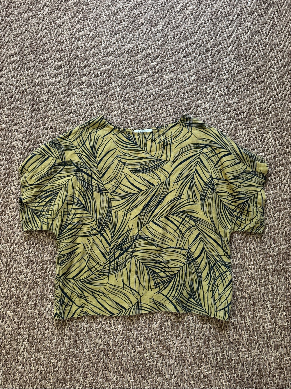 Black Crane linen top size small color ocher clay